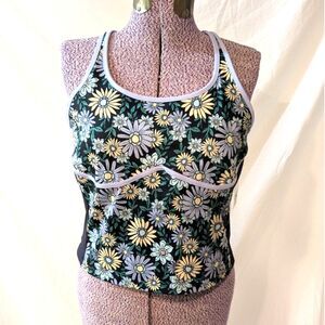 SO The Sporty Crop Tank Top Floral Print Size XL